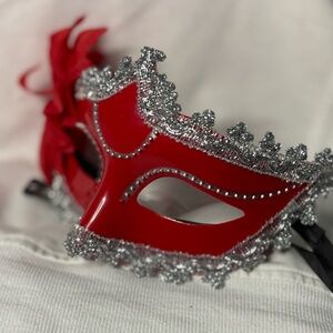 Red and Silver Masquerade Mask